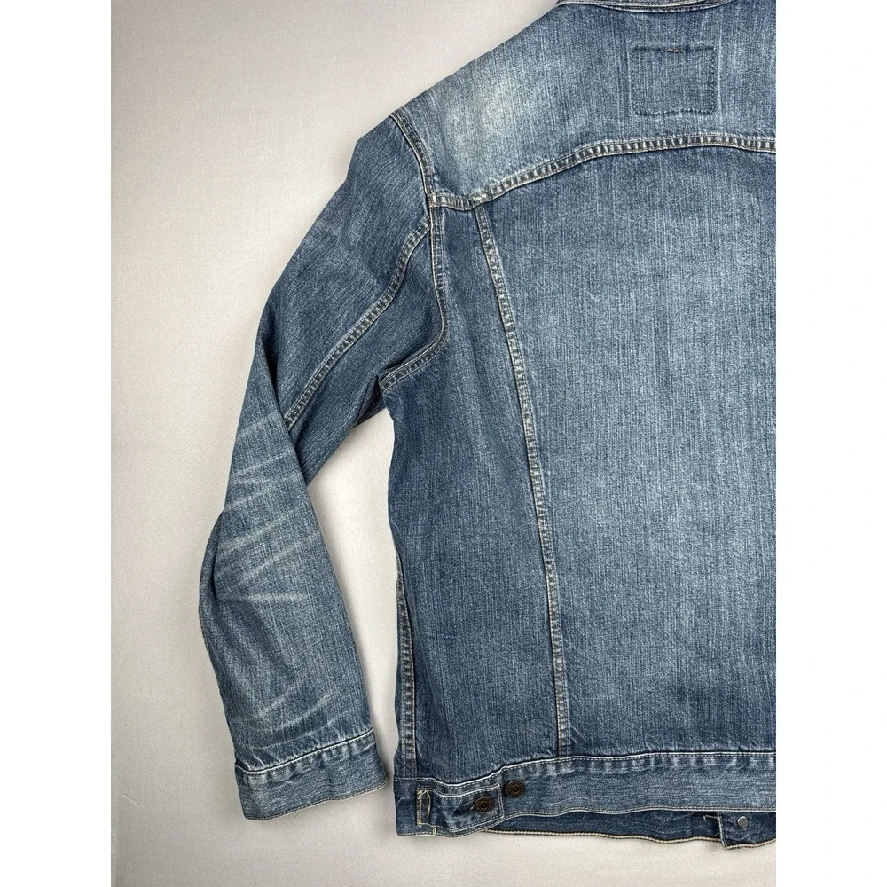 Levi's Denim Trucker Jacket 2XL Distressed Faded Blue Red Tab
